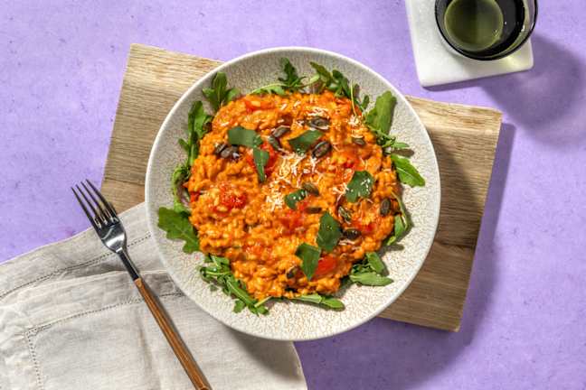 Risotto à la tomate, basilic & lait de coco