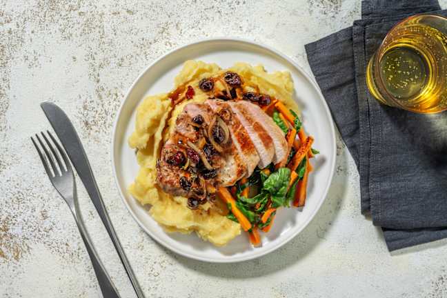 Garlicky Pork Steaks & Cranberry Sauce