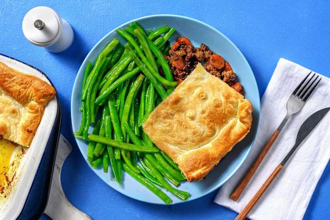 Tourte au porc haché et légumes