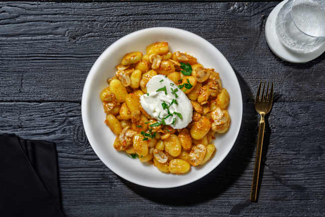 Gnocchi cremoso al funghi & burrata