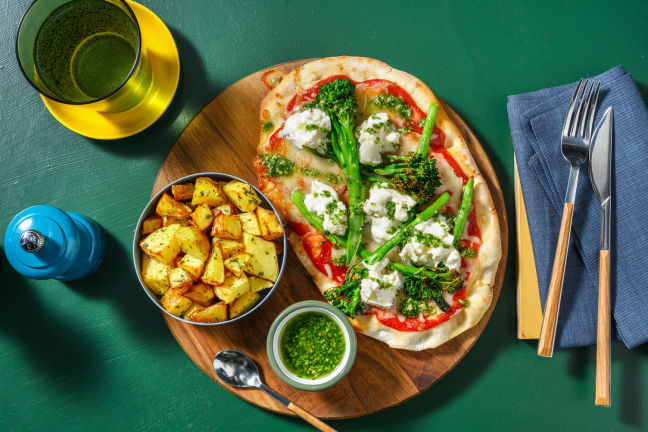Ultimate Burrata Naanizza and Herby Potatoes