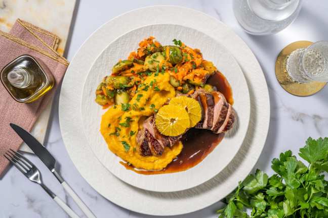 Hirschsteak in Orangen-Teriyaki-Soße