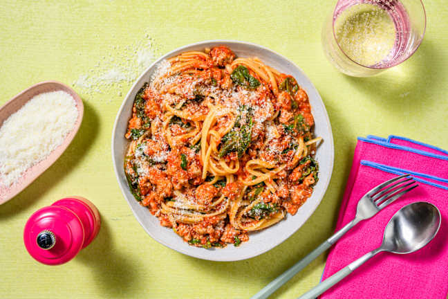 Speedy Herby Sausage Linguine