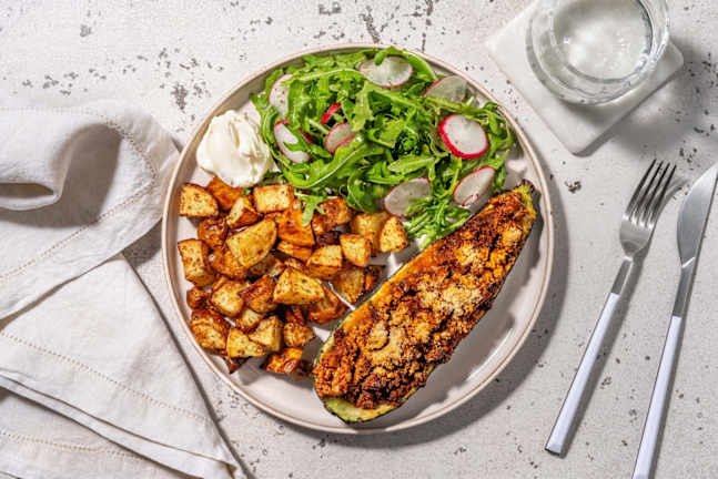 Vegetarisk ragufylld zucchini