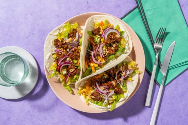 Asiatisk inspireret plantefars-tacos