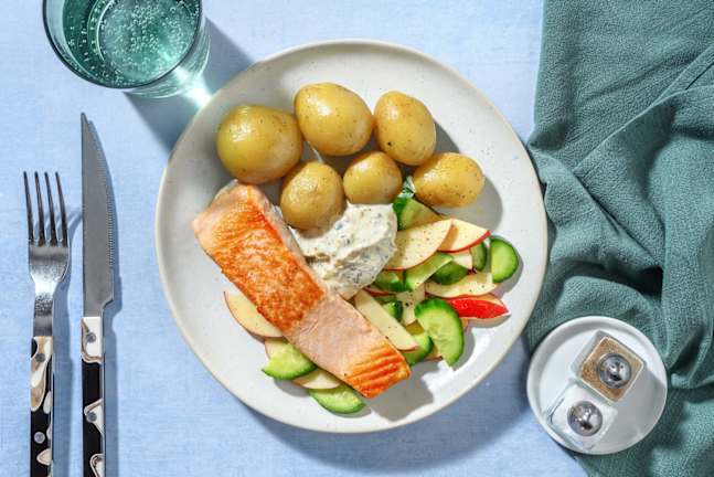 Lättlagad lax med dill- och senapsdressing