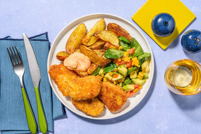 Cajunpanert halloumi og Tex-Mex-poteter