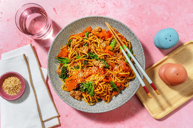 Honey Sesame Pork Noodle Stir-Fry