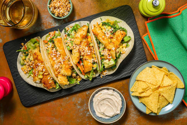Karibiskinspirerade krispiga fisktacos