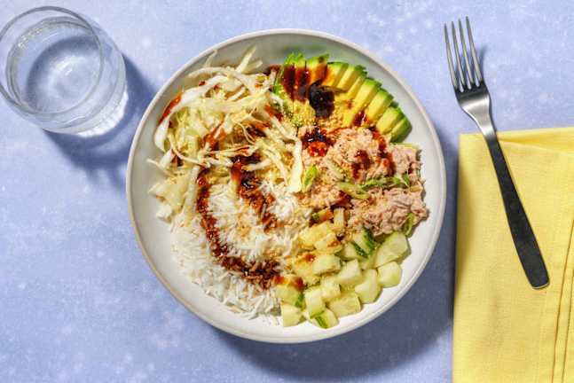 Hawaiiansk tun- og avocadobowl