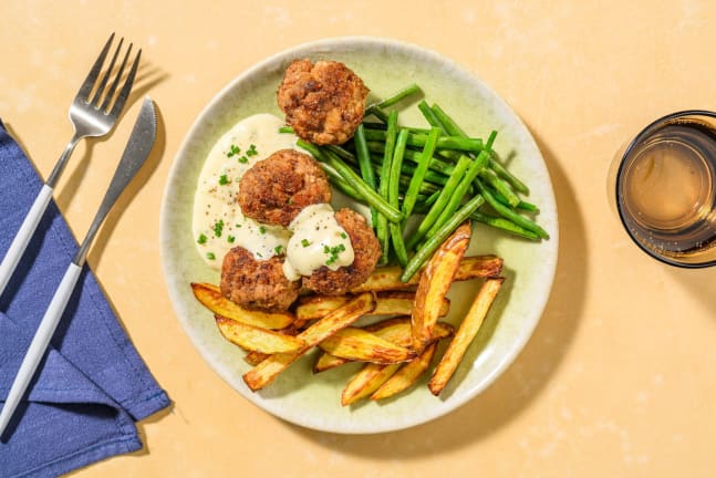 Fläskköttbullar i gräslökssås