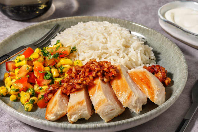 Stekt piri-piri-kylling og maissalat