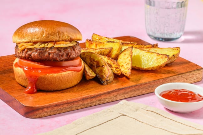 Beyond Burger mit karamellisierten Miso-Zwiebeln