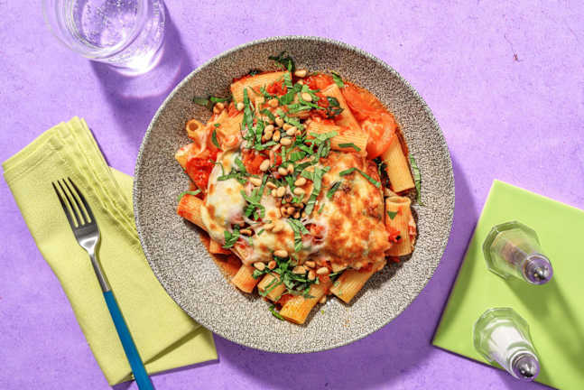 Gratineret ricotta- og spinatpasta