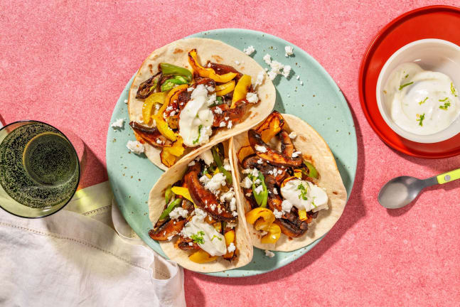 Fajitas aux champignons portobello et aux poivrons façon tex-mex