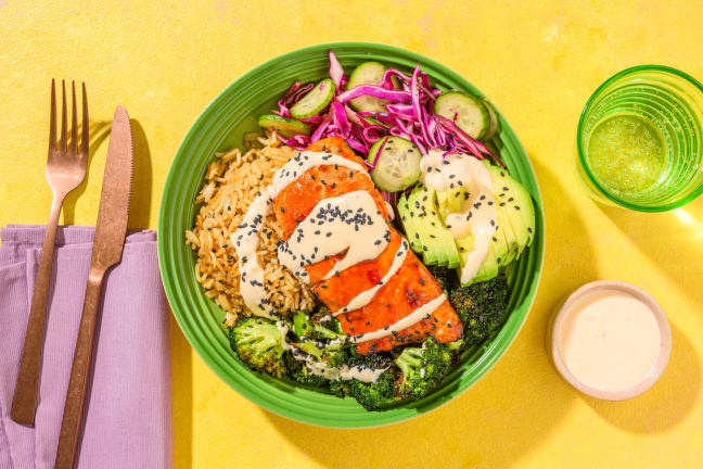 Sticky Bang Bang Salmon Bowls