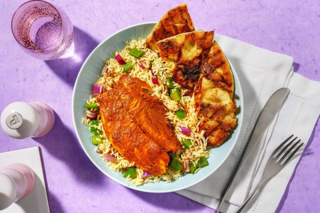 Grilled Tikka-Style Double Tilapia and Basmati Pilaf