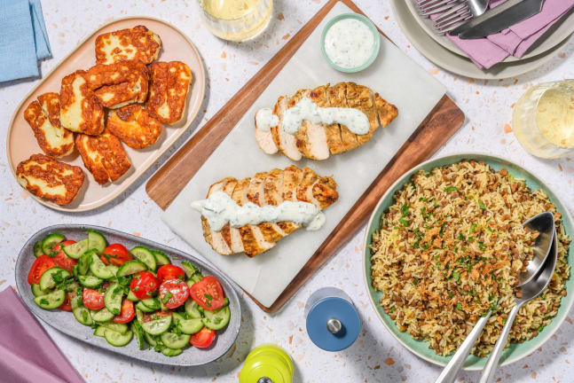 Middle Eastern-Inspired Chicken and Halloumi Dinner
