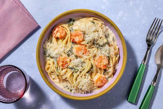 Spaghettis «  al limone » super rapides aux crevettes