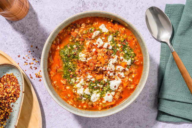 SuperQuick Spicy Italian Sausage and Lentil Stew
