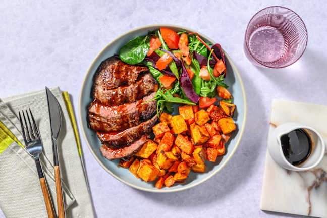 Cherry-Glazed Steak & Spiced Roast Veggies