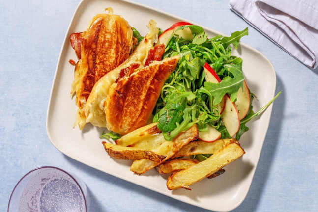 Fransk ”croque monsieur”-baconsandwich