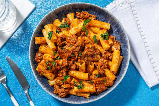 Speedy Rosemary Lamb and Mushroom Rigatoni