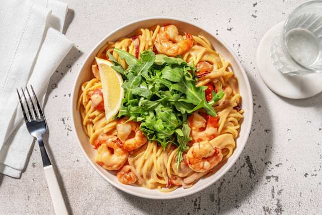 Spaghetti express aux crevettes à l'ail et au citron