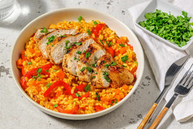 Spanskinspirert kyllingpaella