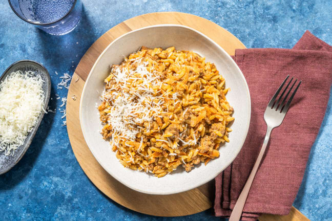 Orzo & bœuf haché en sauce pomodoro