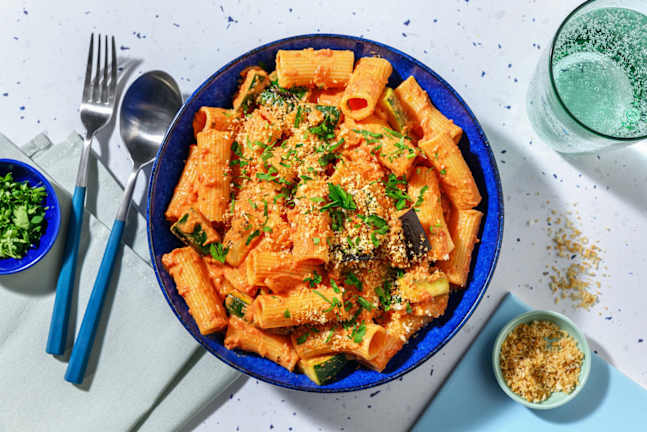 Provencalsk ratatouille-rigatoni