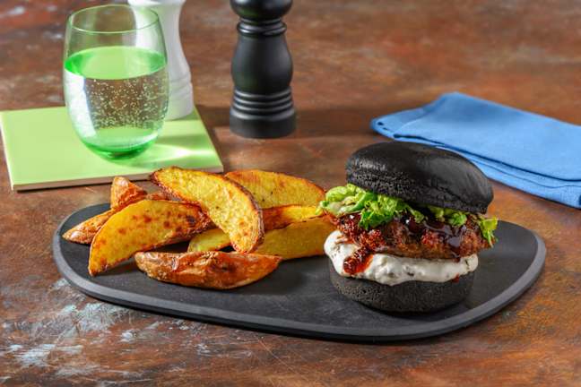 Hamburguesa de ternera con salsa de ciruela