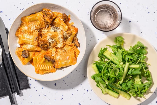 Creamy Gochujang Spinach & Ricotta Ravioli