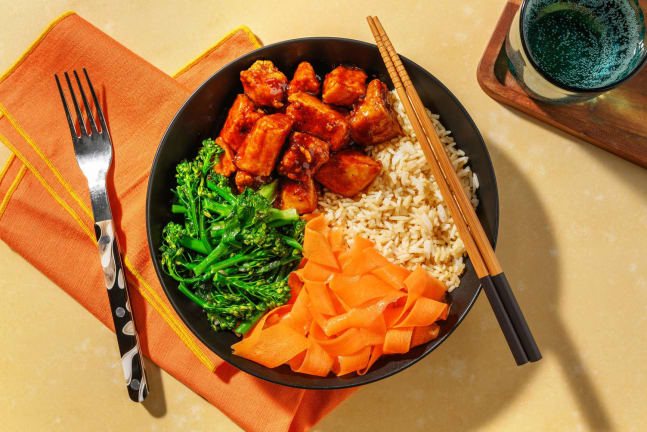 Korean Inspired Bulgogi Tofu Rice Bowl