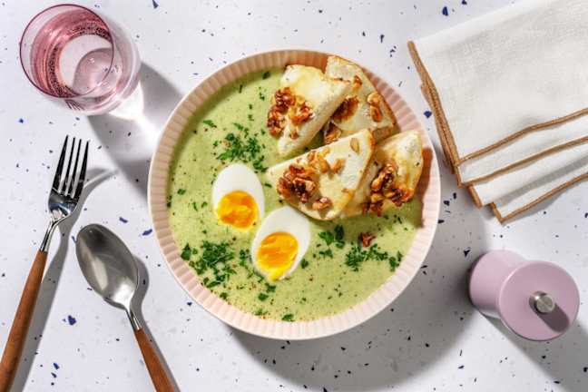 Soupe de brocoli & tartine chèvre-miel