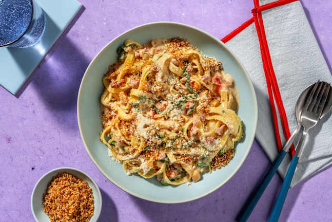 Kremet bacontagliatelle