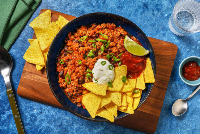 Tex-Mex Chili-Bowl mit Tortilla Chips
