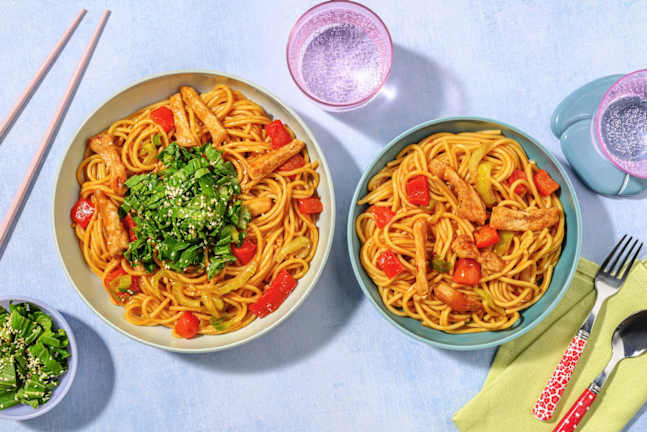 Kung-Fu-Nudelpfanne mit Schweinsnierstück