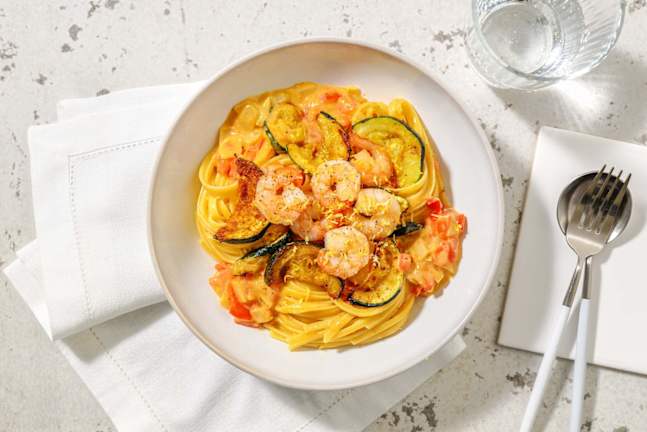 Linguine met garnalen in romige saus