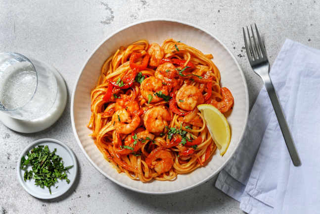 Linguine aux crevettes à l'ail
