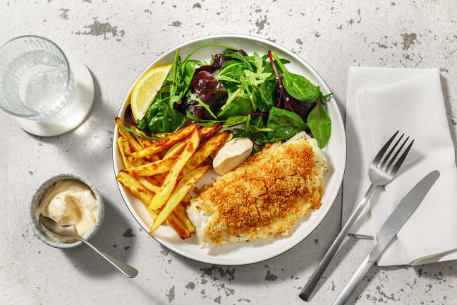 Zesty Breaded Sea Bass and Chips