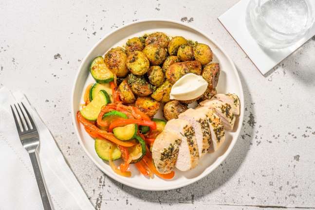 Chicken Breast with Pesto Potatoes