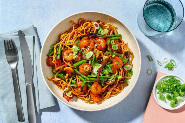 Sweet and Sticky King Prawn Noodles