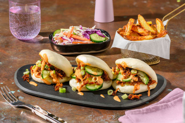 Teriyaki Pulled Pork Bao and Spiced Chips