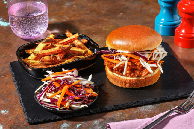 Thai Inspired Pulled Pork Burger and Chips