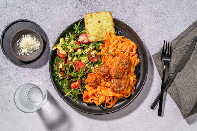 Ultimate Beef and Herb Meatball Tagliatelle