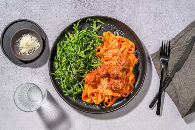 Ultimate Beef and Herb Meatball Tagliatelle