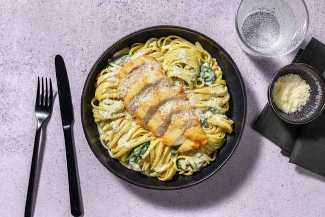 Ultimate Creamy Chicken and Pesto Linguine
