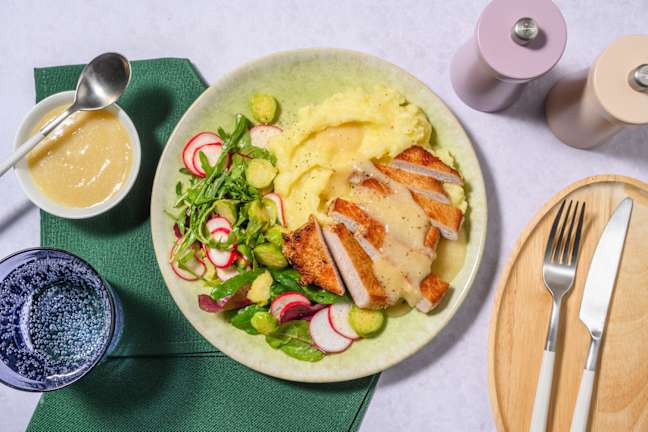 Seared Pork Steak & Warm Brussels Sprout Salad