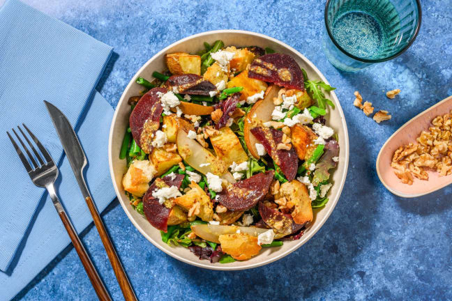Roasted Pear, Beetroot & Greek Style Cheese Salad